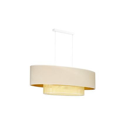 Duolla - Hanglamp aan een koord DOUBLE OVAL RATTAN 2xE27/15W/230V crème/rotan