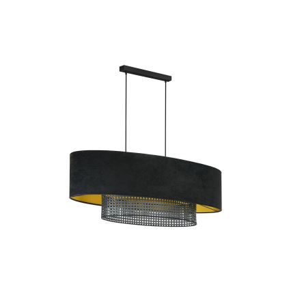 Duolla - Hanglamp aan een koord DOUBLE OVAL RATTAN 2xE27/15W/230V zwart/rotan