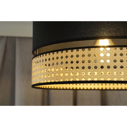 Duolla - Hanglamp aan een koord DOUBLE RATTAN 1xE27/15W/230V diameter 40 cm zwart/beige