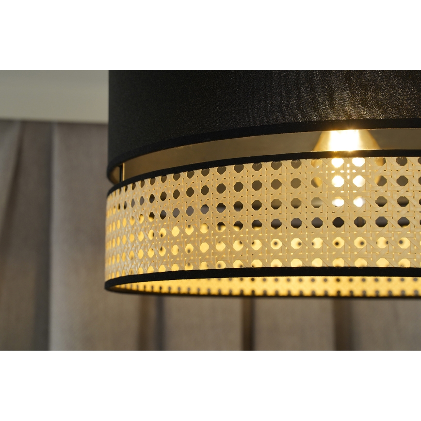 Duolla - Hanglamp aan een koord DOUBLE RATTAN 1xE27/15W/230V diameter 40 cm zwart/beige