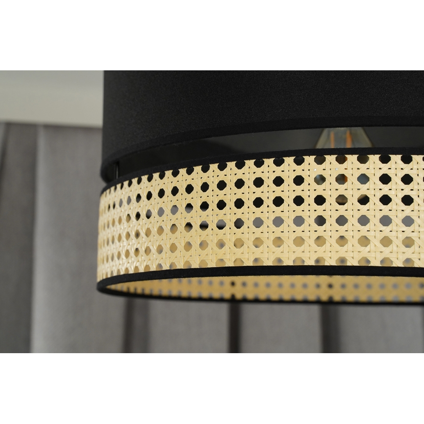 Duolla - Hanglamp aan een koord DOUBLE RATTAN 1xE27/15W/230V diameter 40 cm zwart/beige