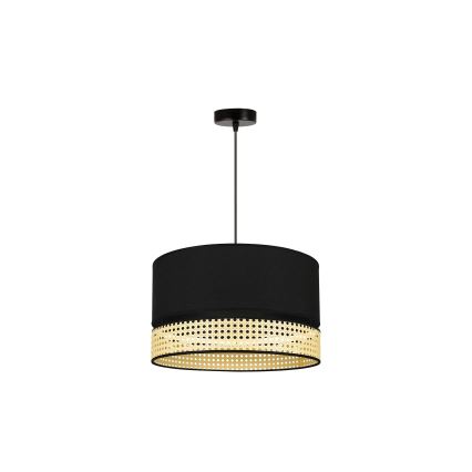 Duolla - Hanglamp aan een koord DOUBLE RATTAN 1xE27/15W/230V diameter 40 cm zwart/beige