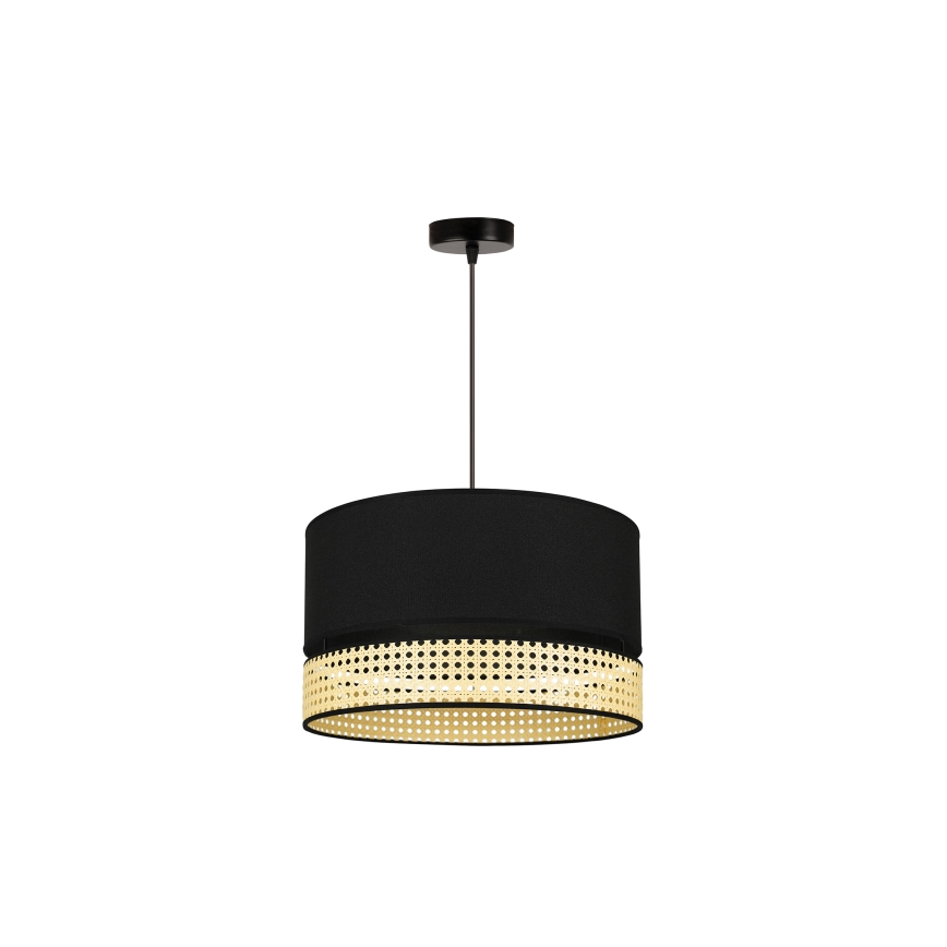 Duolla - Hanglamp aan een koord DOUBLE RATTAN 1xE27/15W/230V diameter 40 cm zwart/beige