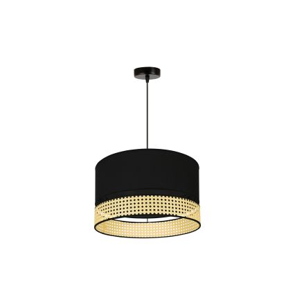 Duolla - Hanglamp aan een koord DOUBLE RATTAN 1xE27/15W/230V diameter 40 cm zwart/beige