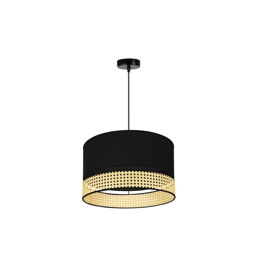 Duolla - Hanglamp aan een koord DOUBLE RATTAN 1xE27/15W/230V diameter 40 cm zwart/beige