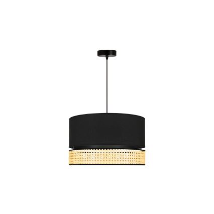 Duolla - Hanglamp aan een koord DOUBLE RATTAN 1xE27/15W/230V diameter 40 cm zwart/beige