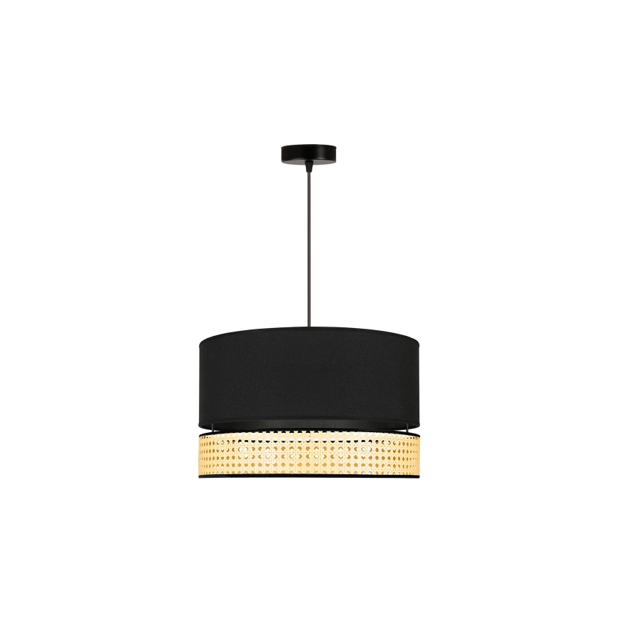 Duolla - Hanglamp aan een koord DOUBLE RATTAN 1xE27/15W/230V diameter 40 cm zwart/beige