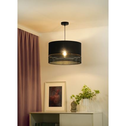 Duolla - Hanglamp aan een koord DOUBLE RATTAN 1xE27/15W/230V diameter 40 cm zwart