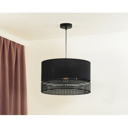 Duolla - Hanglamp aan een koord DOUBLE RATTAN 1xE27/15W/230V diameter 40 cm zwart