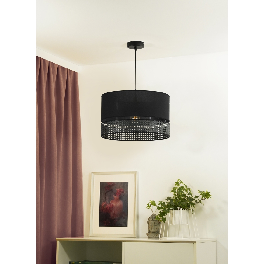 Duolla - Hanglamp aan een koord DOUBLE RATTAN 1xE27/15W/230V diameter 40 cm zwart