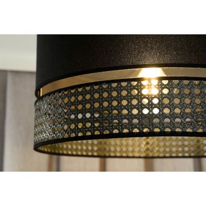 Duolla - Hanglamp aan een koord DOUBLE RATTAN 1xE27/15W/230V diameter 40 cm zwart
