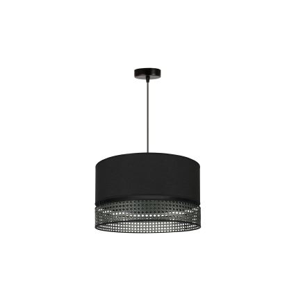 Duolla - Hanglamp aan een koord DOUBLE RATTAN 1xE27/15W/230V diameter 40 cm zwart