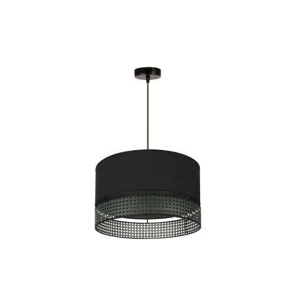 Duolla - Hanglamp aan een koord DOUBLE RATTAN 1xE27/15W/230V diameter 40 cm zwart