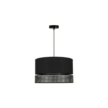 Duolla - Hanglamp aan een koord DOUBLE RATTAN 1xE27/15W/230V diameter 40 cm zwart