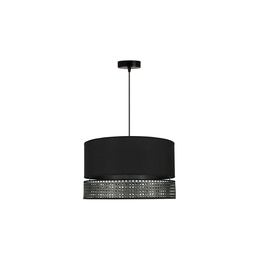 Duolla - Hanglamp aan een koord DOUBLE RATTAN 1xE27/15W/230V diameter 40 cm zwart