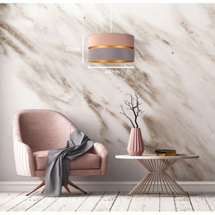 Duolla - Hanglamp aan een koord DUO 1xE27/15W/230V diameter 40 cm beige en grijs