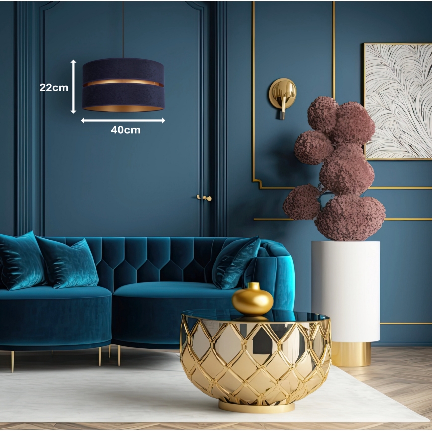 Duolla - Hanglamp aan een koord DUO 1xE27/15W/230V diameter 40 cm blauw/goud
