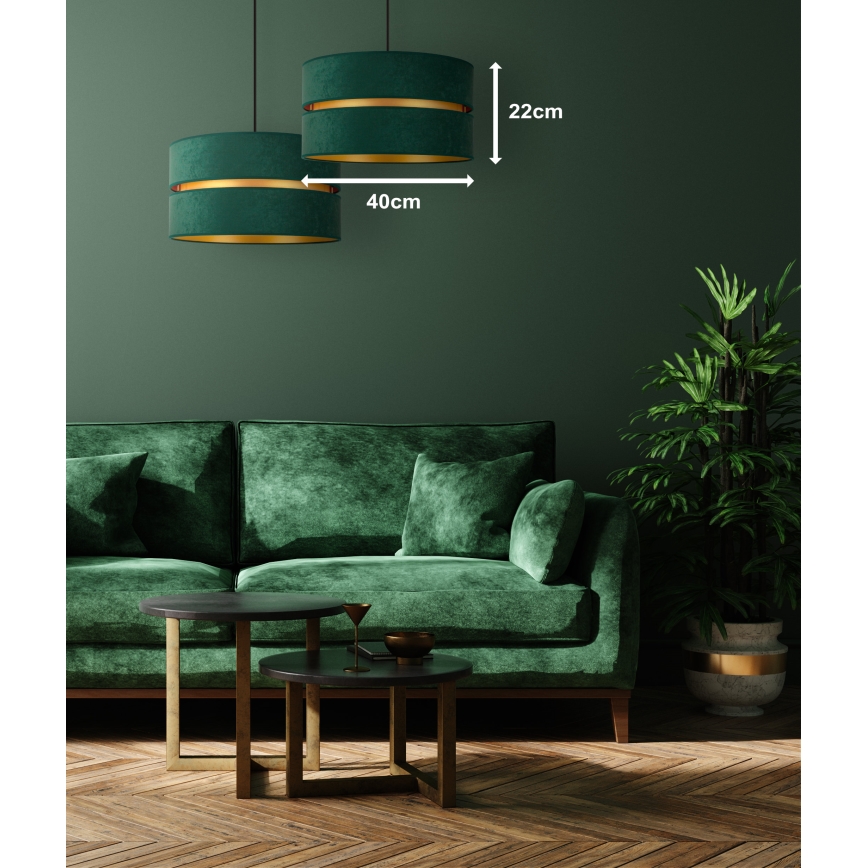 Duolla - Hanglamp aan een koord DUO 1xE27/15W/230V diameter 40 cm groen/goud