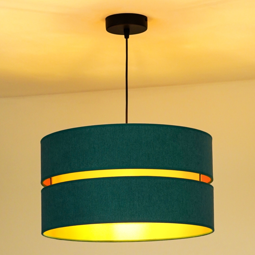 Duolla - Hanglamp aan een koord DUO 1xE27/15W/230V diameter 40 cm turquoise/goud
