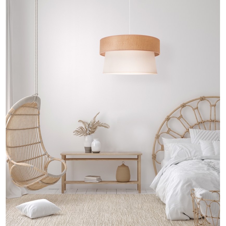 Duolla - Hanglamp aan een koord ETNIC 1xE27/40W/230V diameter 45 cm crème/beige