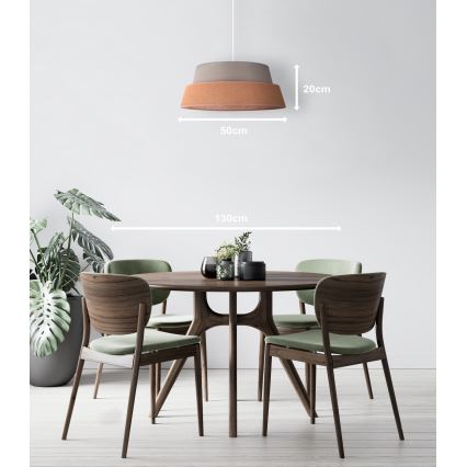 Duolla - Hanglamp aan een koord GALAXY 1xE27/40W/230V diameter 50 cm grijs/bruin