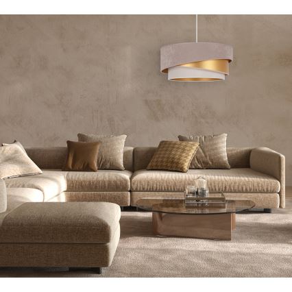 Duolla - Hanglamp aan een koord KOBO 1xE27/15W/230V diameter 45 cm beige/goud/crème