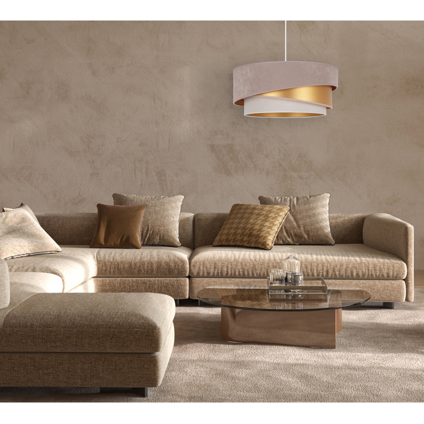 Duolla - Hanglamp aan een koord KOBO 1xE27/15W/230V diameter 45 cm beige/goud/crème