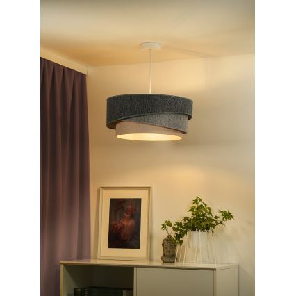 Duolla - Hanglamp aan een koord KOBO ECO RECYCLING 1xE27/15W/230V diameter 45 cm groen/grijs/crème
