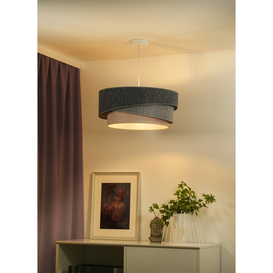 Duolla - Hanglamp aan een koord KOBO ECO RECYCLING 1xE27/15W/230V diameter 45 cm groen/grijs/crème