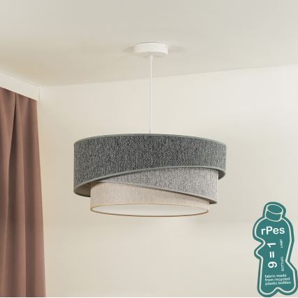 Duolla - Hanglamp aan een koord KOBO ECO RECYCLING 1xE27/15W/230V diameter 45 cm groen/grijs/crème