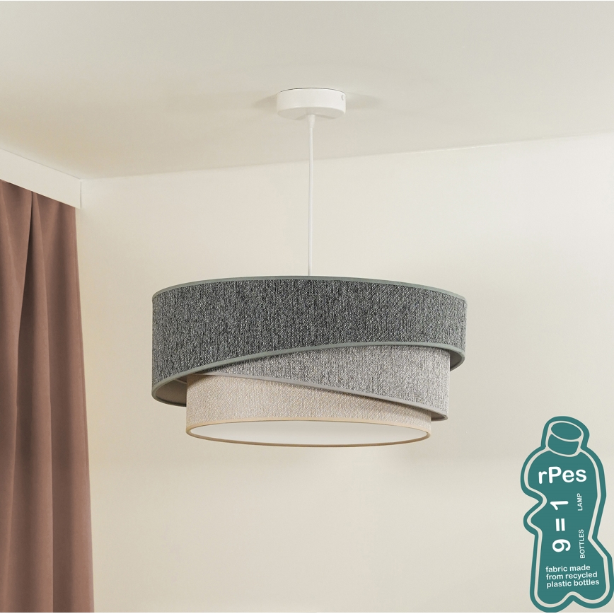 Duolla - Hanglamp aan een koord KOBO ECO RECYCLING 1xE27/15W/230V diameter 45 cm groen/grijs/crème