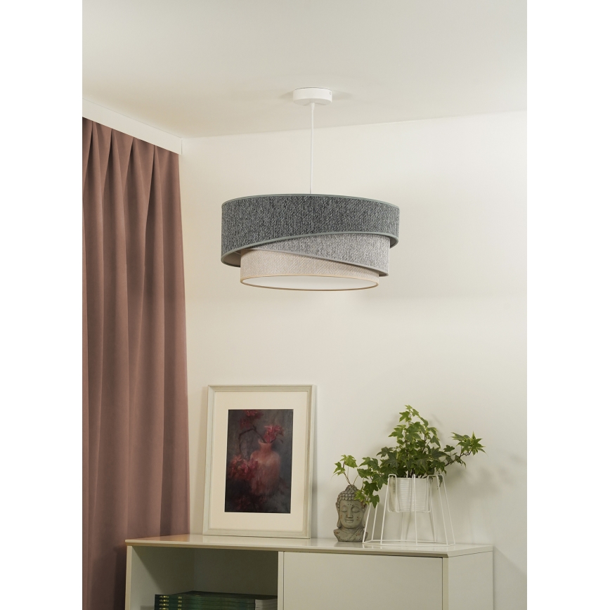 Duolla - Hanglamp aan een koord KOBO ECO RECYCLING 1xE27/15W/230V diameter 45 cm groen/grijs/crème