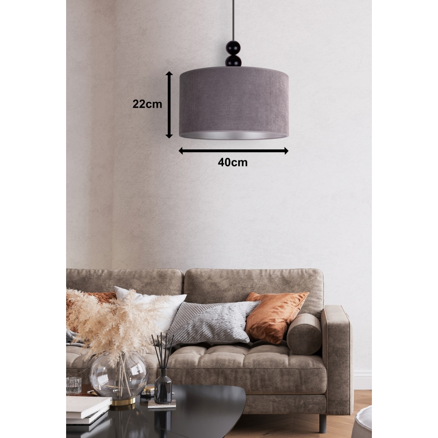 Duolla - Hanglamp aan een koord LYON 1xE27/15W/230V diameter 40 cm grijs
