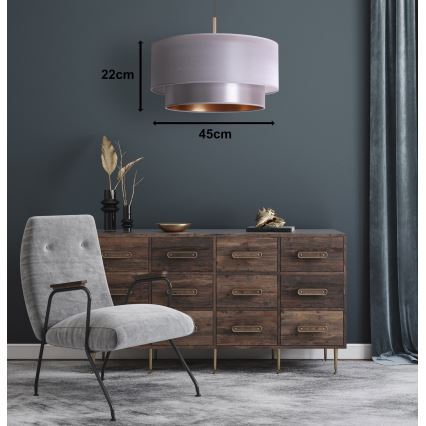 Duolla - Hanglamp aan een koord NANTES 1xE27/15W/230V diameter 45 cm zilver/koper