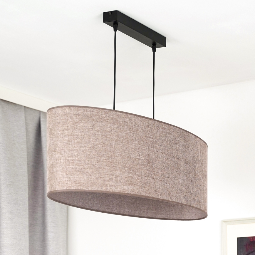 Duolla - Hanglamp aan een koord OVAL 2xE27/15W/230V bruin