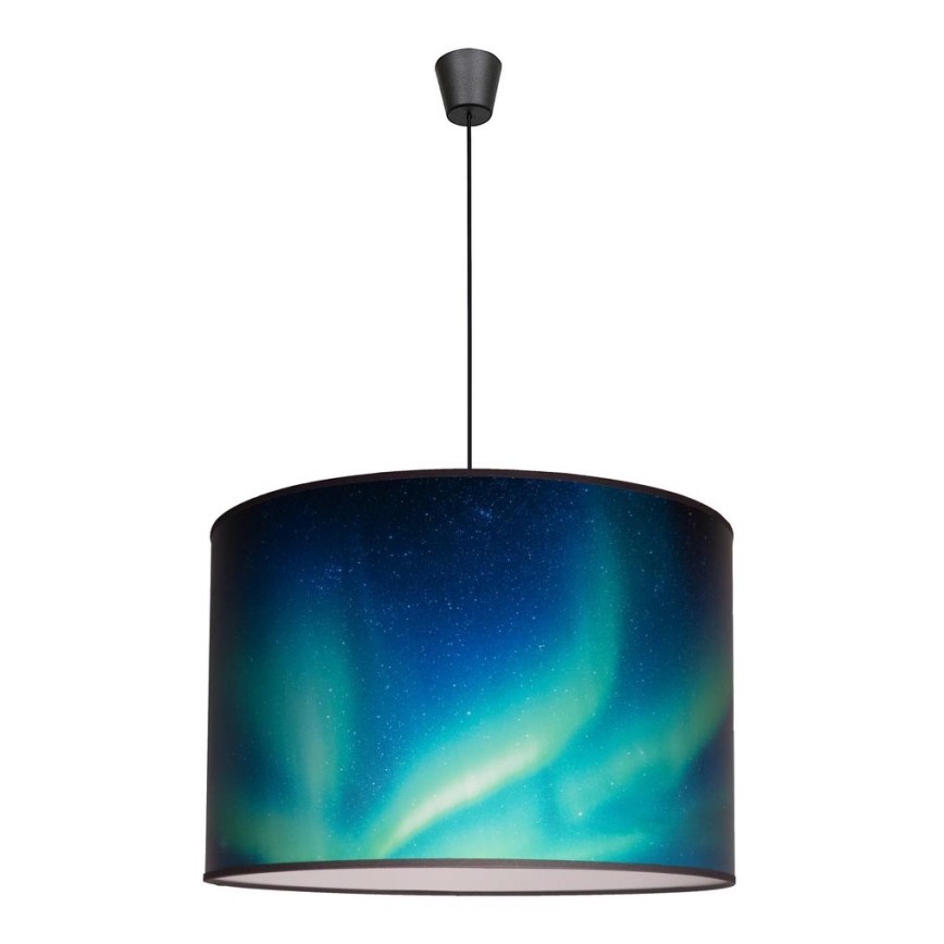 Duolla - Hanglamp aan een koord PRINT L 1xE27/40W/230V diameter 45 cm zwart/turquoise