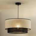 Duolla - Hanglamp aan een koord RATTAN YUTE 1xE27/15W/230V diameter 45 cm crème/zwart