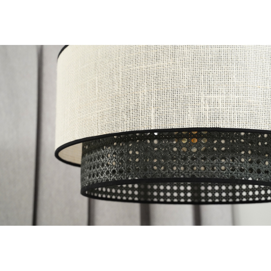 Duolla - Hanglamp aan een koord RATTAN YUTE 1xE27/15W/230V diameter 45 cm crème/zwart