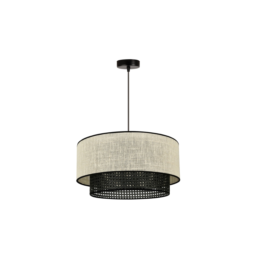 Duolla - Hanglamp aan een koord RATTAN YUTE 1xE27/15W/230V diameter 45 cm crème/zwart