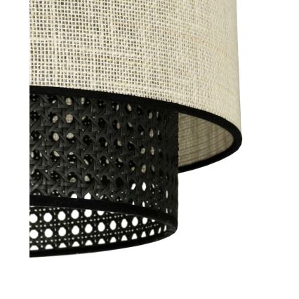 Duolla - Hanglamp aan een koord RATTAN YUTE 1xE27/15W/230V diameter 45 cm crème/zwart