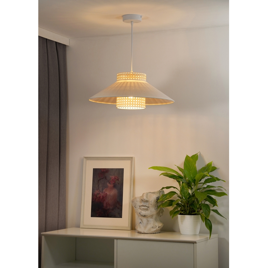 Duolla - Hanglamp aan een koord RIO RATTAN 1xE27/15W/230V diameter 45 cm beige/rotan