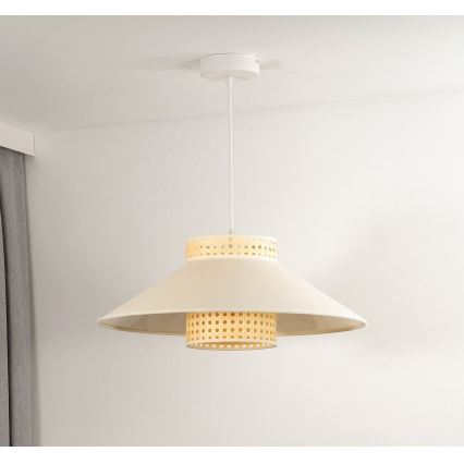 Duolla - Hanglamp aan een koord RIO RATTAN 1xE27/15W/230V diameter 45 cm beige/rotan