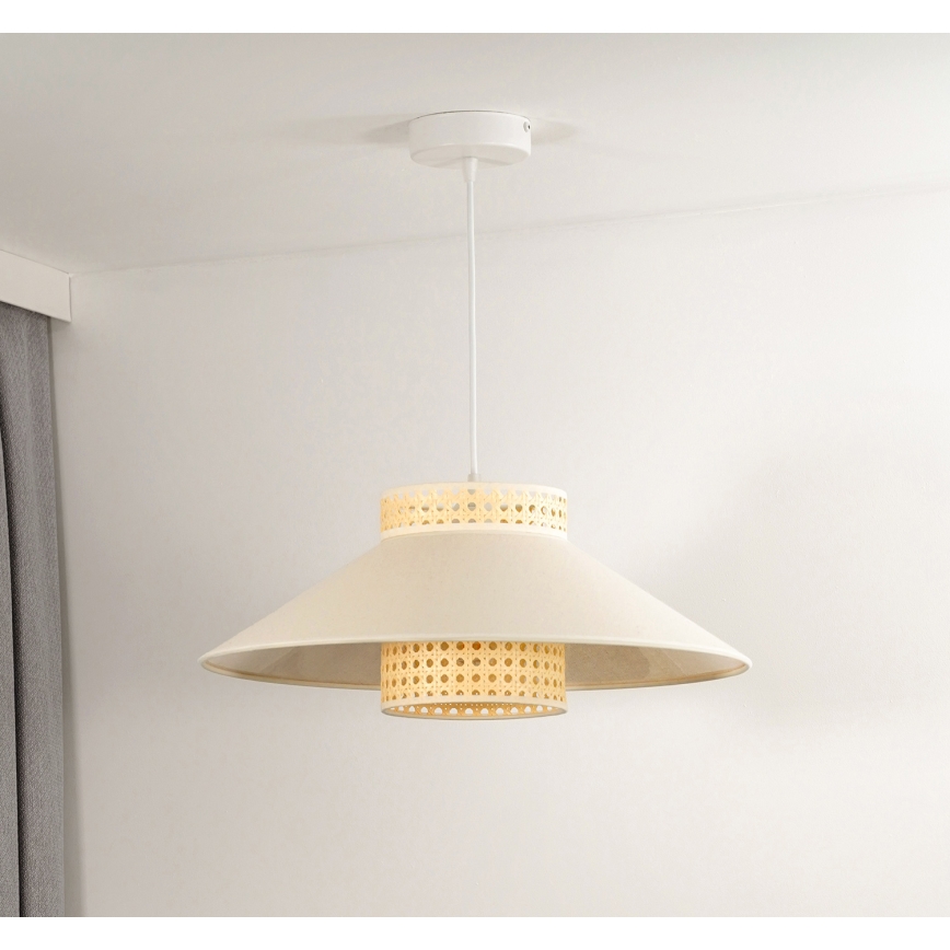 Duolla - Hanglamp aan een koord RIO RATTAN 1xE27/15W/230V diameter 45 cm beige/rotan