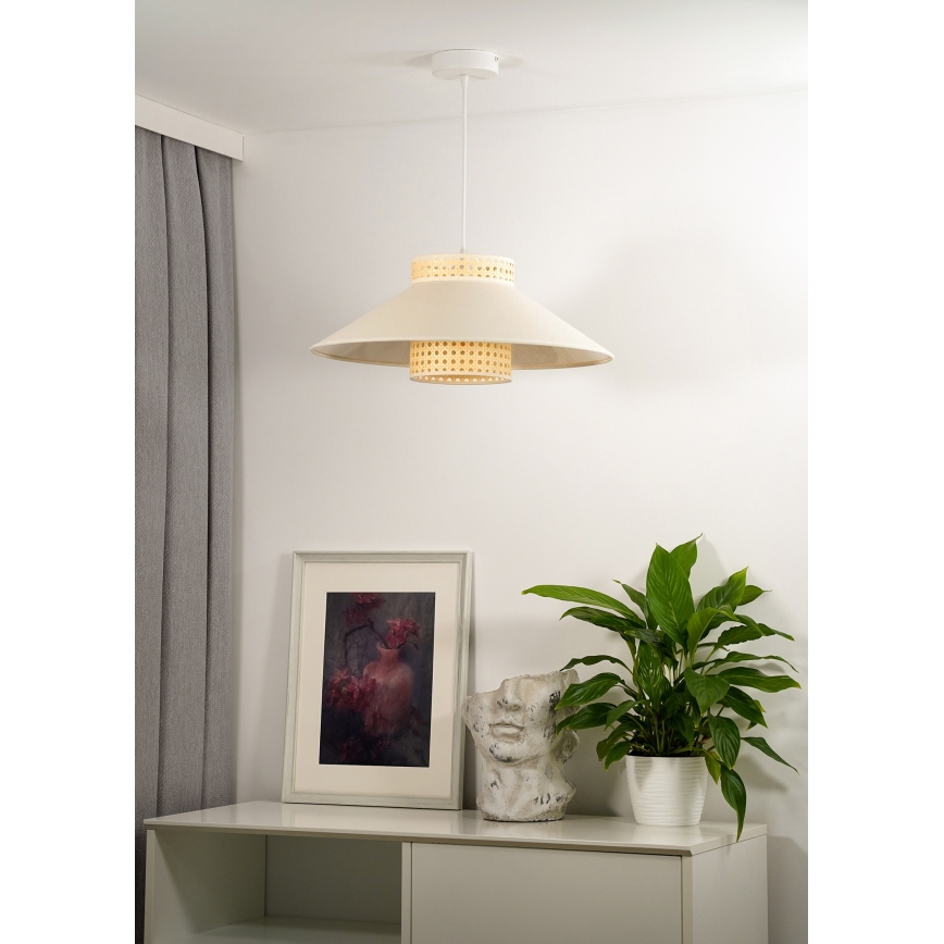 Duolla - Hanglamp aan een koord RIO RATTAN 1xE27/15W/230V diameter 45 cm beige/rotan