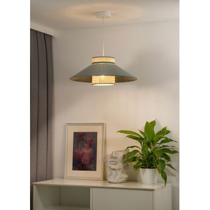 Duolla - Hanglamp aan een koord RIO RATTAN 1xE27/15W/230V diameter 45 cm groen/rotan