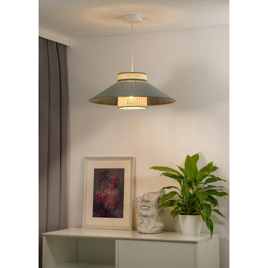 Duolla - Hanglamp aan een koord RIO RATTAN 1xE27/15W/230V diameter 45 cm groen/rotan