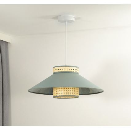 Duolla - Hanglamp aan een koord RIO RATTAN 1xE27/15W/230V diameter 45 cm groen/rotan