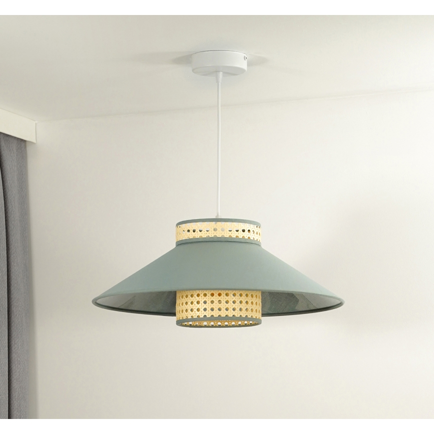 Duolla - Hanglamp aan een koord RIO RATTAN 1xE27/15W/230V diameter 45 cm groen/rotan