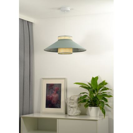 Duolla - Hanglamp aan een koord RIO RATTAN 1xE27/15W/230V diameter 45 cm groen/rotan