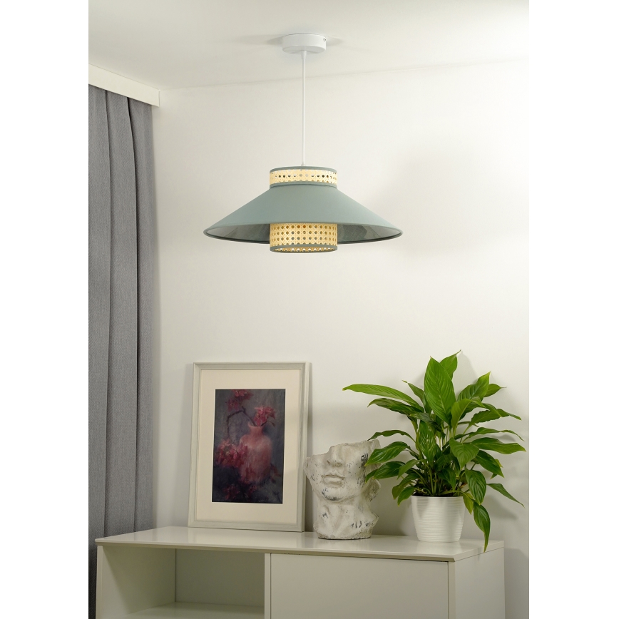 Duolla - Hanglamp aan een koord RIO RATTAN 1xE27/15W/230V diameter 45 cm groen/rotan